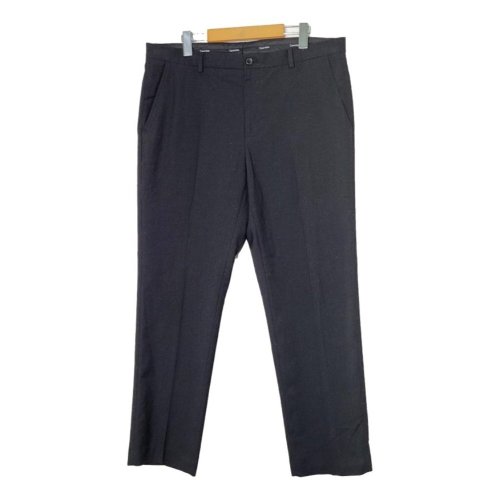 Calvin Klein Men's Black Body Fit Flat Front Classic Business Casual Pants 30x36